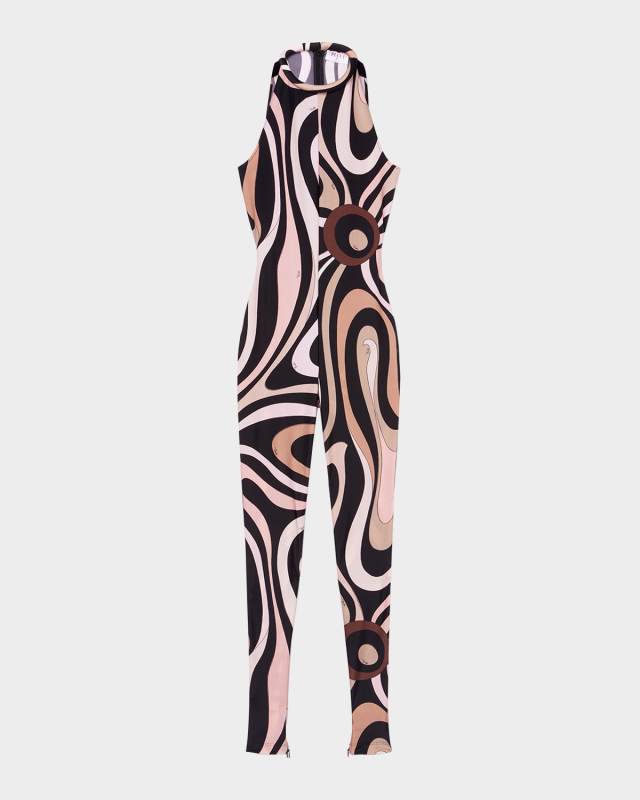 Marmo Print Sleeveless Catsuit